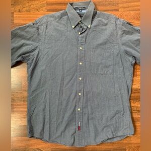 Tommy Hilfiger Men’s Button Down long Sleeve Polo Sz 15.5 (32-33) Navy & White